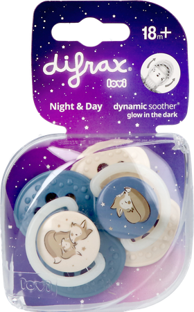 Difrax Dynamic Fopspeen Day&night Assorti 18m+ 2 1