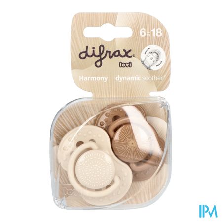 Difrax Fopspeen Dynam.harmon.creme&l.brown 6-18m 2 4