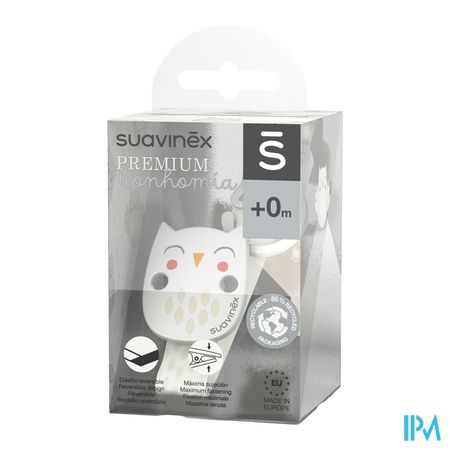 Suavinex Bonhomia Soother Clip+ribbon Owl Beige 1
