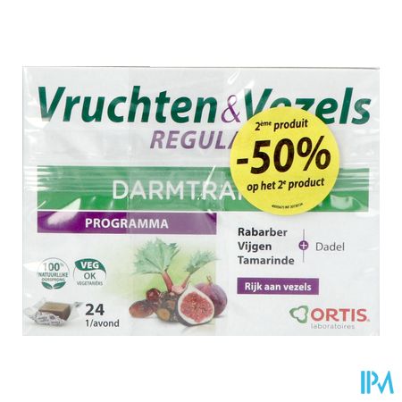 Ortis Vruchten & Vezels Regul.blokjes 2x24 2e -50% 2