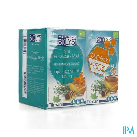 Biolys Tijm-eucalyptus-honing Bio Duo Zakje 2x24