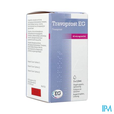 Travoprost EG 40Mcg/Ml Collyre Sol Fl 3 X 2,5Ml