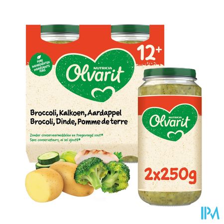 Olvarit Broccoli Kalkoen Aardappel 2x250g 12m00