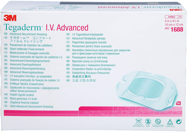 Tegaderm Iv Advanced Dressing 10,0x12,0cm 50 1688 2