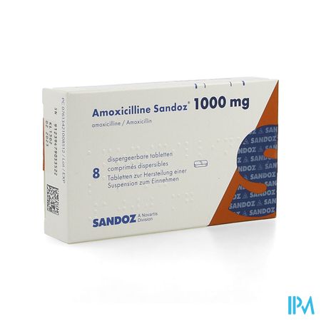 Amoxicilline Sandoz 1000mg Tabl Disp 8