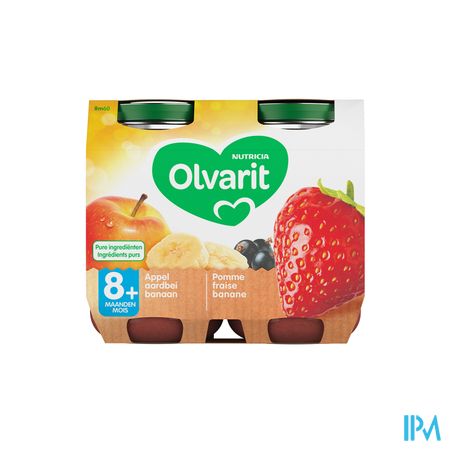 Olvarit Fruit Appel Aardbei Zwarte Bes 2x200g 8m60