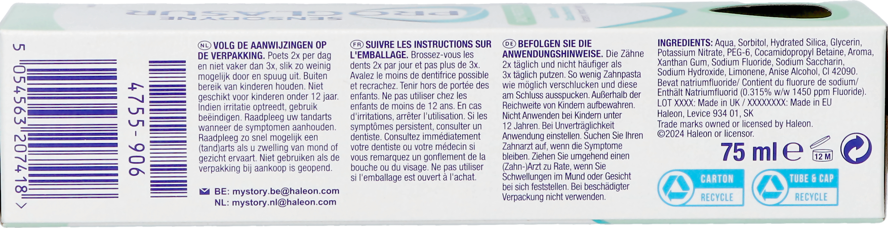 Sensodyne Proglasur Daily Protection Tube 75ml 4