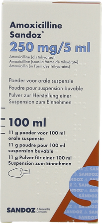 Amoxicilline Sandoz 250mg/5ml Pulv Susp Or 100ml 3
