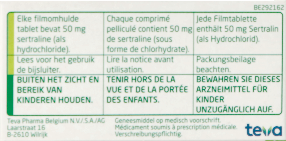 Sertraline Teva 50mg Comp 60 X 50mg 3