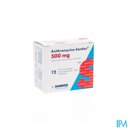 Azithromycine 500mg Sandoz Tabl Omhulde 12x500 mg 2