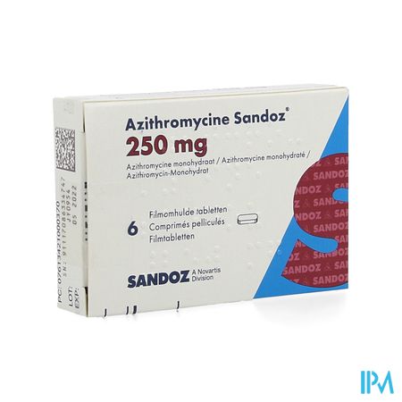 Azithromycine 250mg Sandoz Comp Pell 6x250 mg