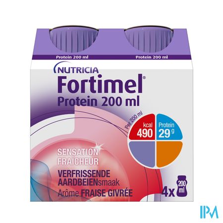 Fortimel Protein 200ml Aardbei Verfrissend 4x200ml