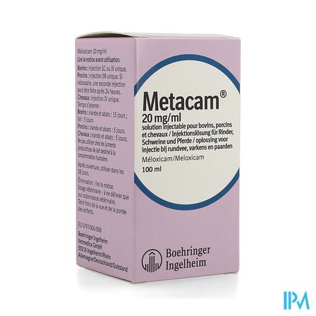 Metacam 20mg/ml Inj 100ml Runderen+varkens+paard