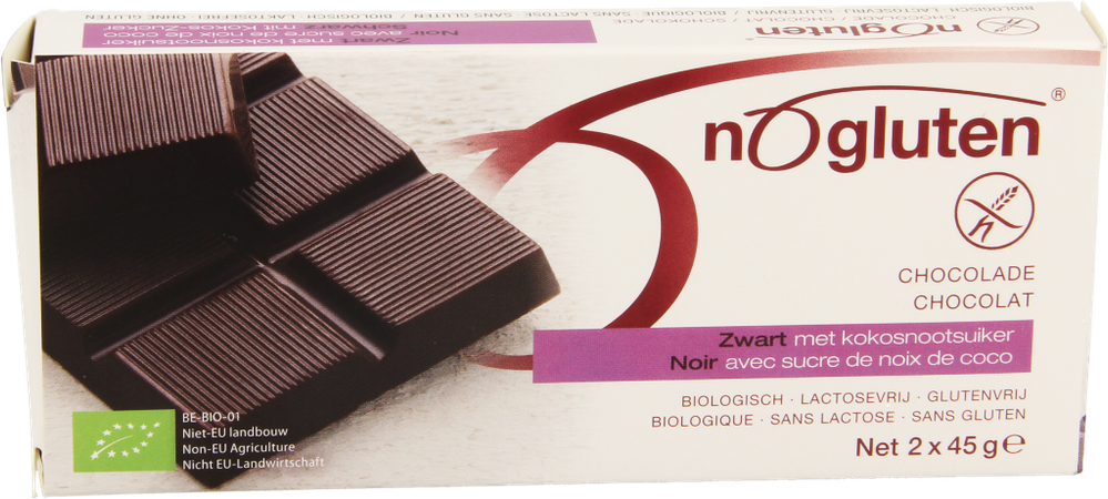 Nogluten Chocoladereep Zwart Bio2x45g 3996 Revogan 1