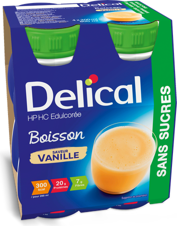 Delical Melkdrank Hp-hc Z/suiker Vanille 4x200ml 2