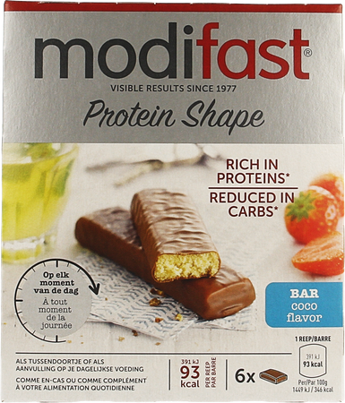 Modifast Protiplus Reep Chocolade-kokos 162g 2