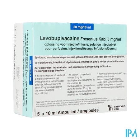 Levobupivacaïne Fresenius Kabi 5 mg/ml sol. inj./perf. i.théc./p.dural amp. 5 x 10 ml