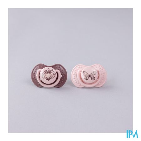 Difrax Sucette Dynamic Botanic Pink&purple 3m+ 2 8