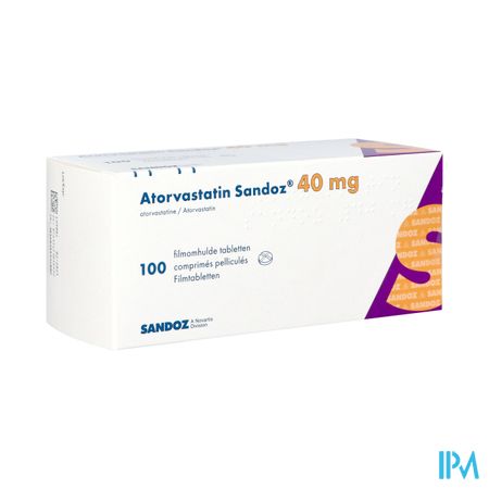 Atorvastatin 40mg Sandoz Filmomh Tabl 100 Alu/alu