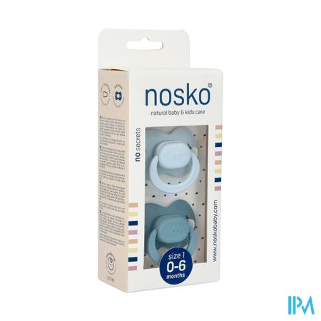 Nosko Fopspeen 0-6 M Baby Blue + Whale Blue