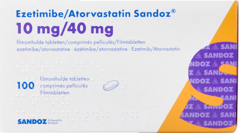 Ezetimibe Atorvastatin Sandoz 10/40mg Comp Pell100 3