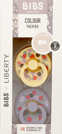 Bibs 2 Fopspeen Duo Liberty Garden Strawber.pale 2 3