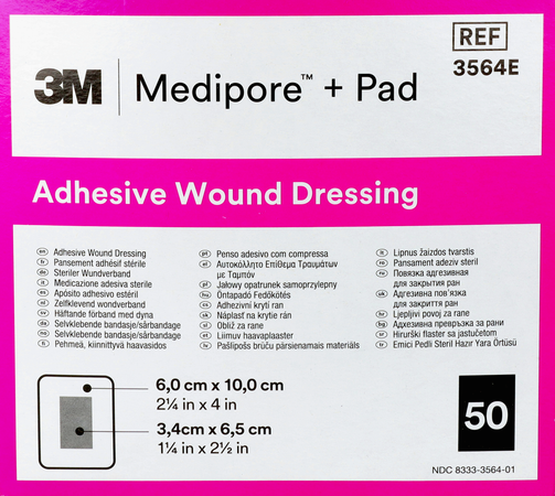 Medipore + Pad 3m 6x10,0cm 50 3564e 2