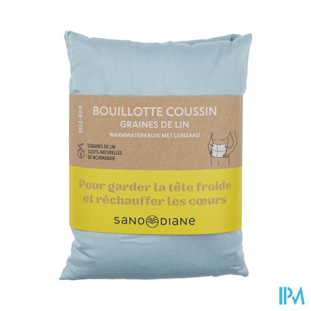 Sanodiane Bouillotte Coussin Gr Lin Bleu Vert Uni