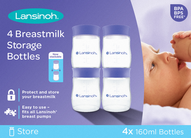 Lansinoh Borstvoeding Bewaarflesjes Melk 3x160ml 2