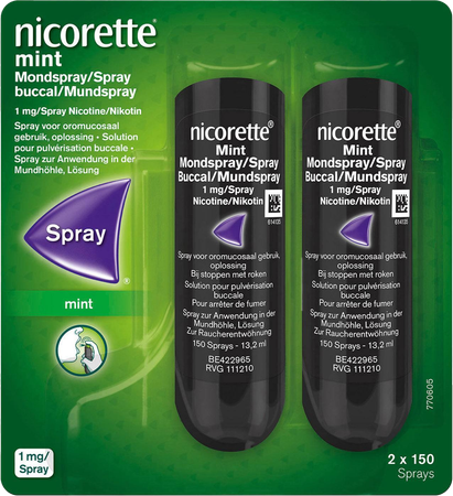 Nicorette Mint 1mg Mondspray Z/suiker 2x150 1