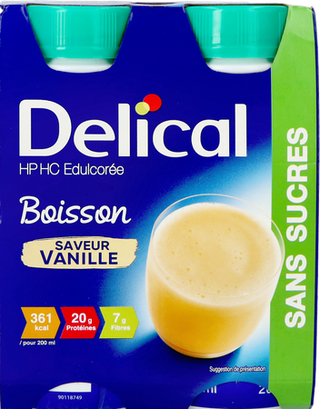 Delical Melkdrank Z/suiker Vanille 4x200ml 2