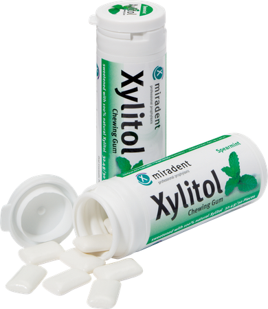 Miradent Kauwgom Xylitol Groene Munt Z/suiker 30 2