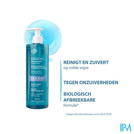 Ducray Keracnyl Schuimende Gel 400ml Nf 9