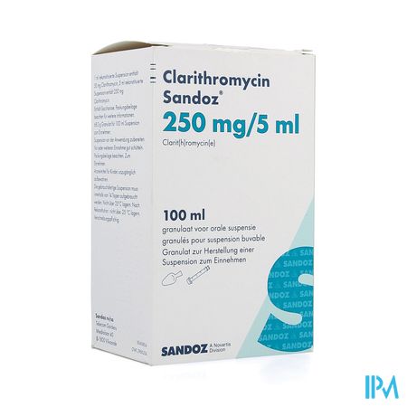 Clarithromycin Sandoz Gran Or Susp 100ml 250mg/5ml