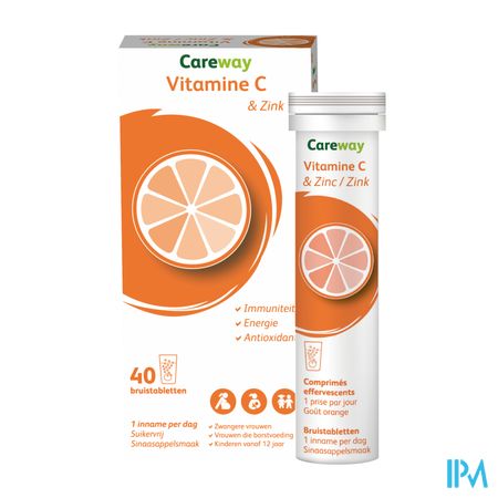 Careway Vitamine C & Zinc 1g/10mg Bruistabl. 40 1