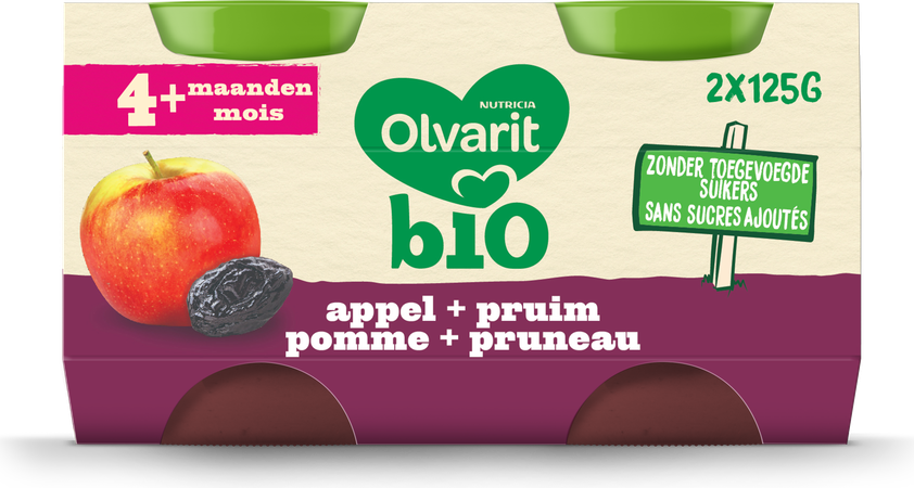 Olvarit Bio Pomme Pruneau 4m 2x125g 1