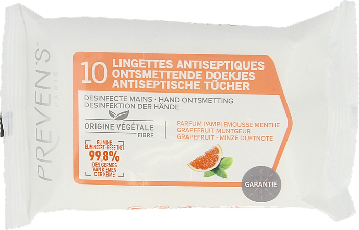 Preven's Doekjes A/sept. Grapefruit Munt Pocket 10 1