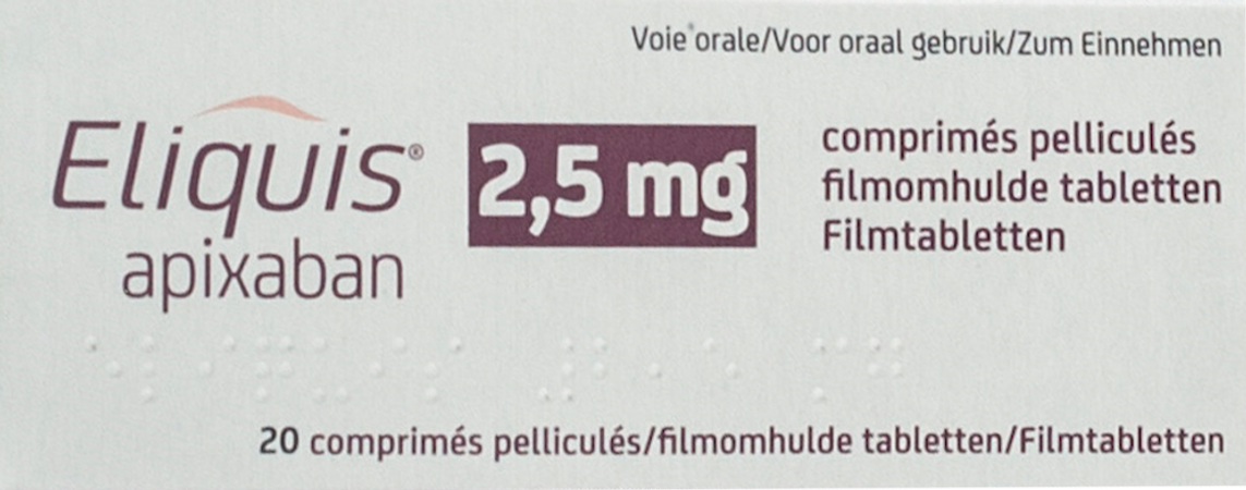 Eliquis 2,5mg Filmomh Tabl 20 X 2,5mg