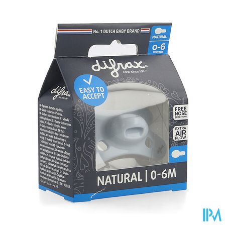 Difrax Sucette Natural 0-6m Uni/pure Bleu/ice