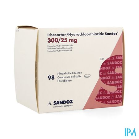 Irbesartan Hydroch Sandoz Tabl 98x300mg/25,0mg