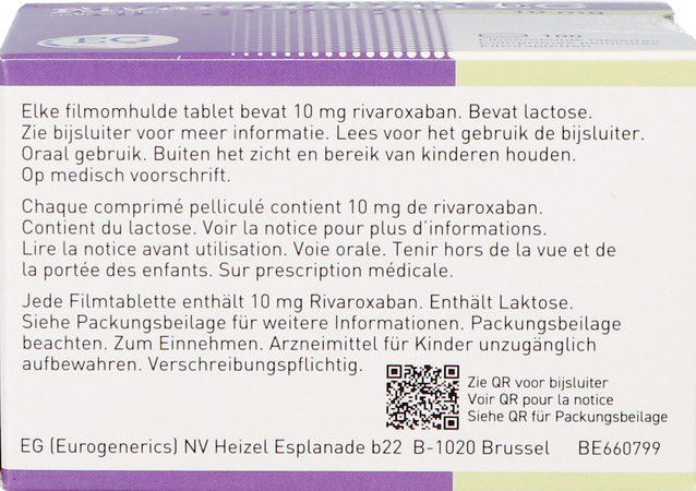 Rivaroxaban EG 10Mg Filmomh Tabl 100 3