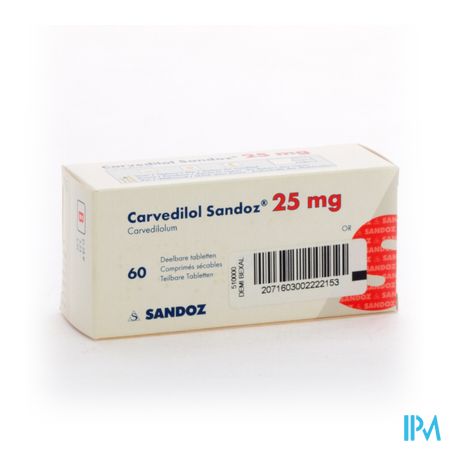 Carvedilol Sandoz 25mg Comp 60