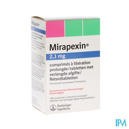 Mirapexin Pr 2,1mg Comp Verlengde Afgifte 100