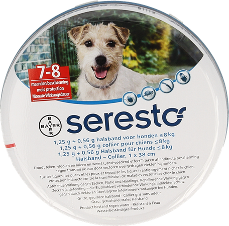 Seresto 1,25g+0,56g Halsband Hond 38cm <8kg 2