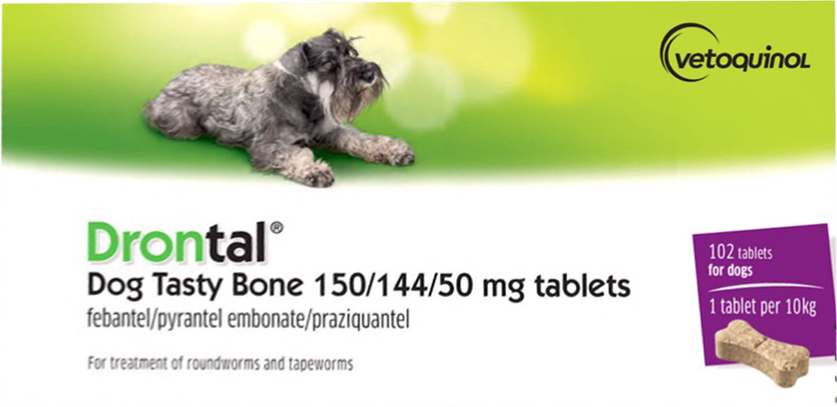 Drontal Tasty Bone 150/144/5mg 10kg Dog Comp 17x6 1