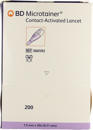 Bd Microtainer Contact Activated Lancet 200 366592 1