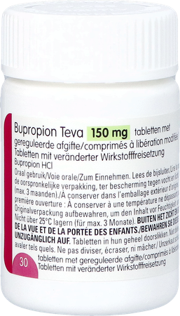Bupropion Teva 150mg Geregul.afgifte Comp 30 6