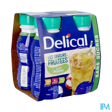 Delical Fruitdrink Z/suiker Appel 4x200ml