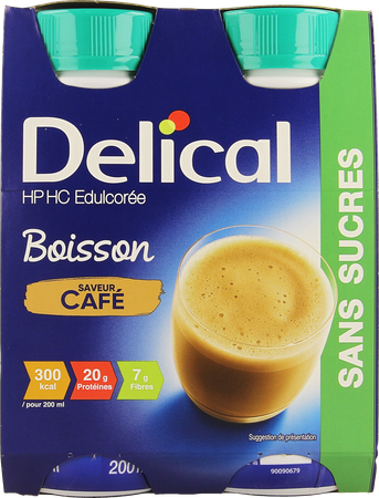 Delical Melkdrank Hp-hc Z/suiker Koffie 4x200ml 1