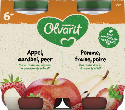 Olvarit Fruit Appel Aardbei 2x200g 6m61 2